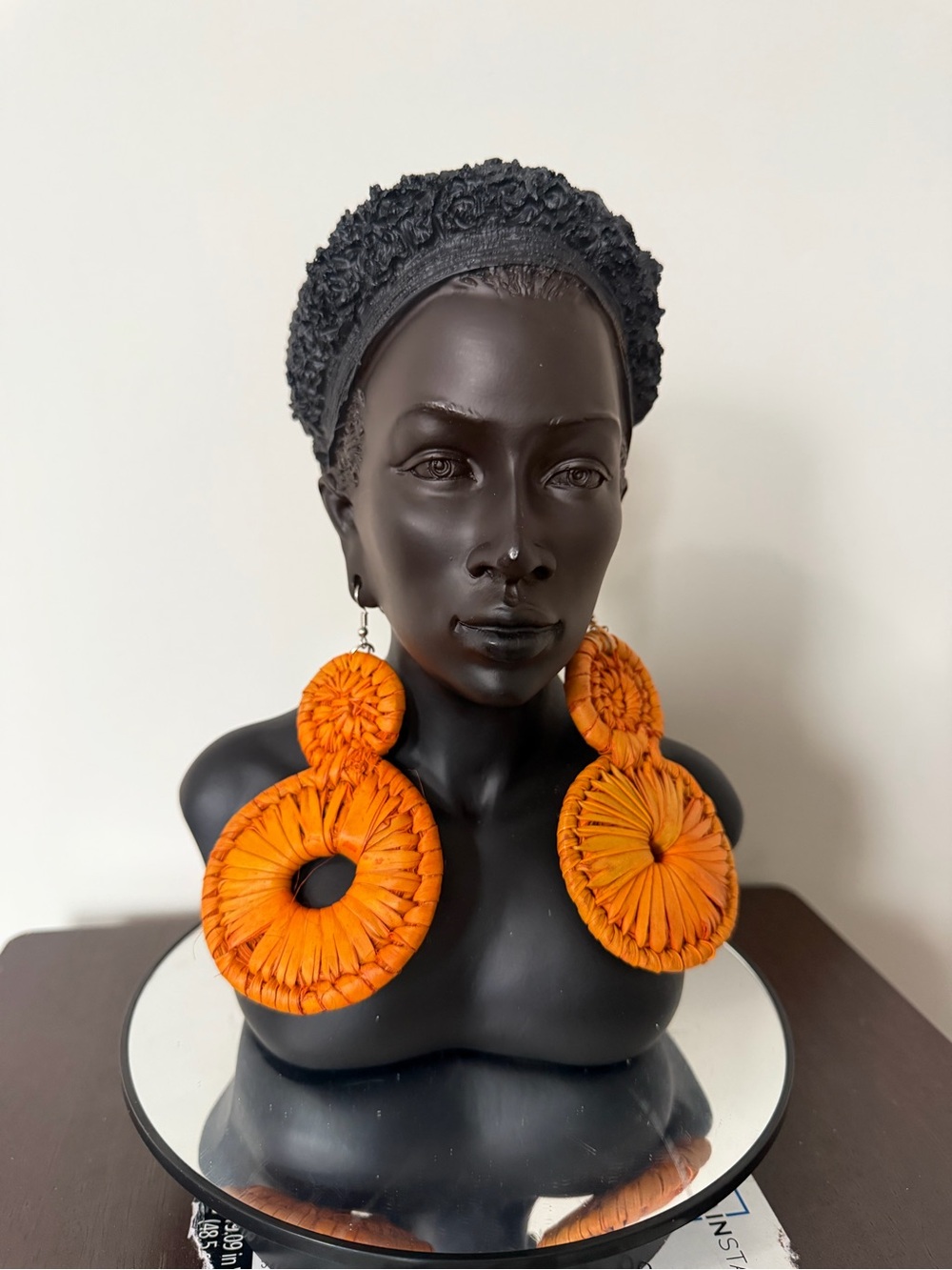 Handwoven Orange Statement Hoop Earrings for Women